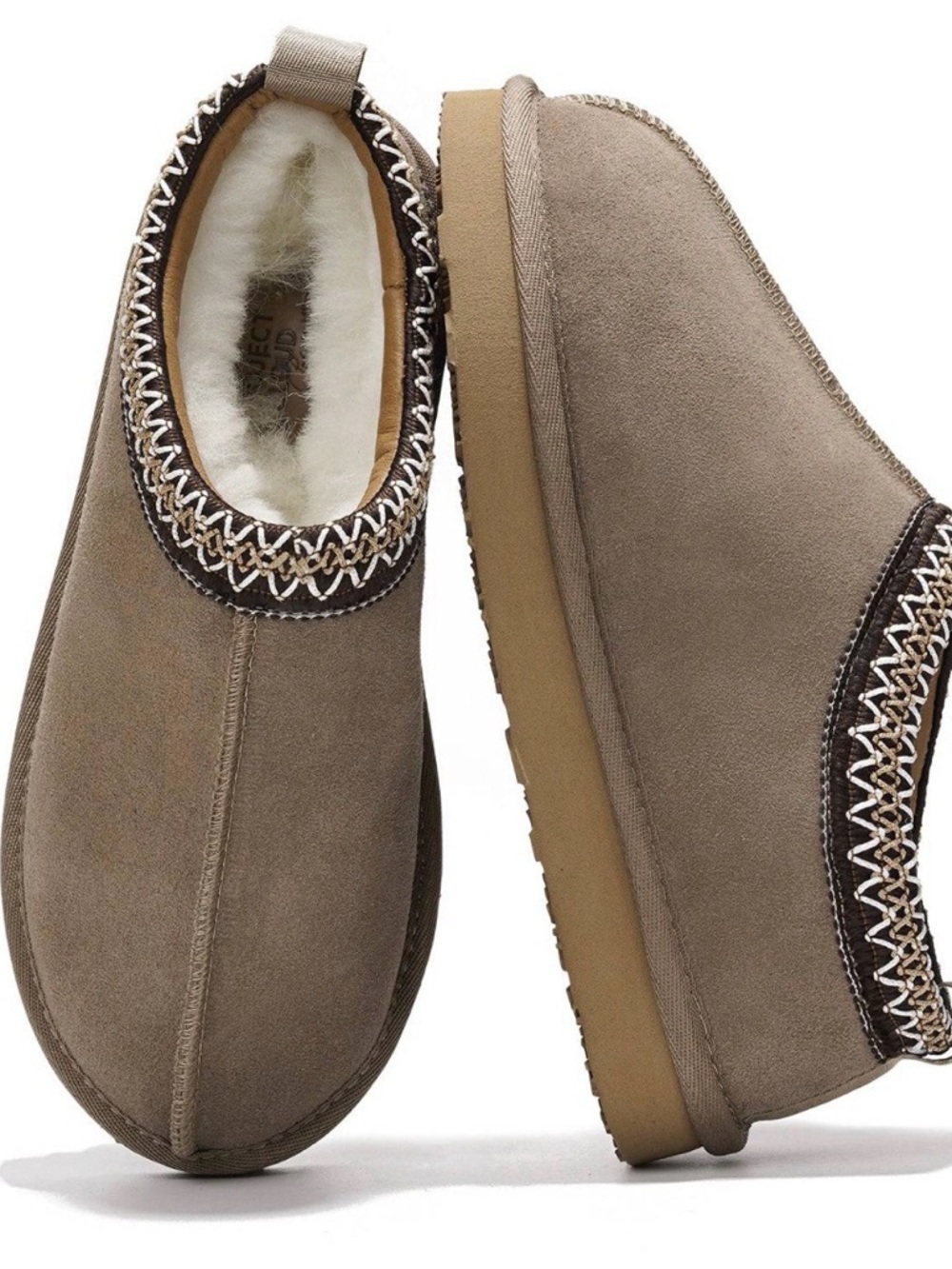 Project Cloud Nerita Taupe women’s 8 plush clogs slippers Sherpa
